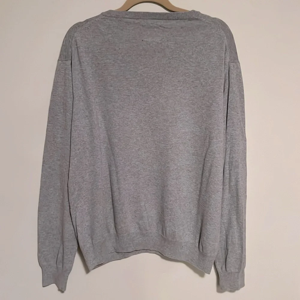 Chaps Gray Cotton Cashmere V-Neck Sweater-XL